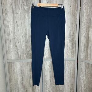 Athleta Leggings High Rise Ankle Zippers Pockets Navy Blue